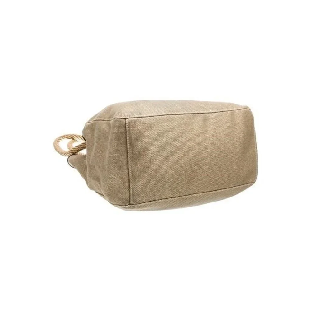 Michael Kors Gold Canvas Shoulder Bag – Leather Trim, Logo Lining